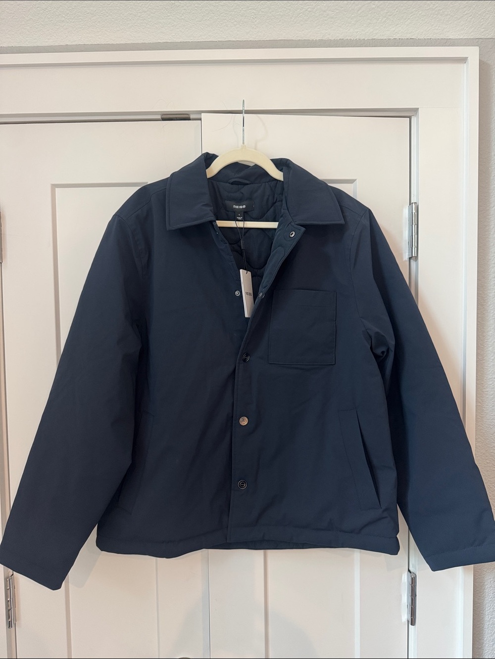 Reiss Parker Men's Navy Quilted Lightweight Shirt Jacket